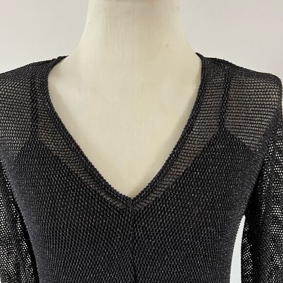 Zara Long Sleeve Metallic Mesh Overlay Midi Dress Sz M Whimsygoth Witchy - Picture 2 of 9